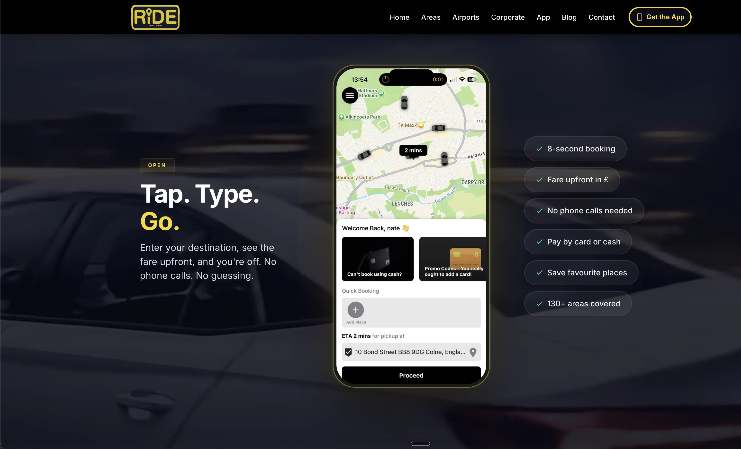 Ride Taxis website screenshot